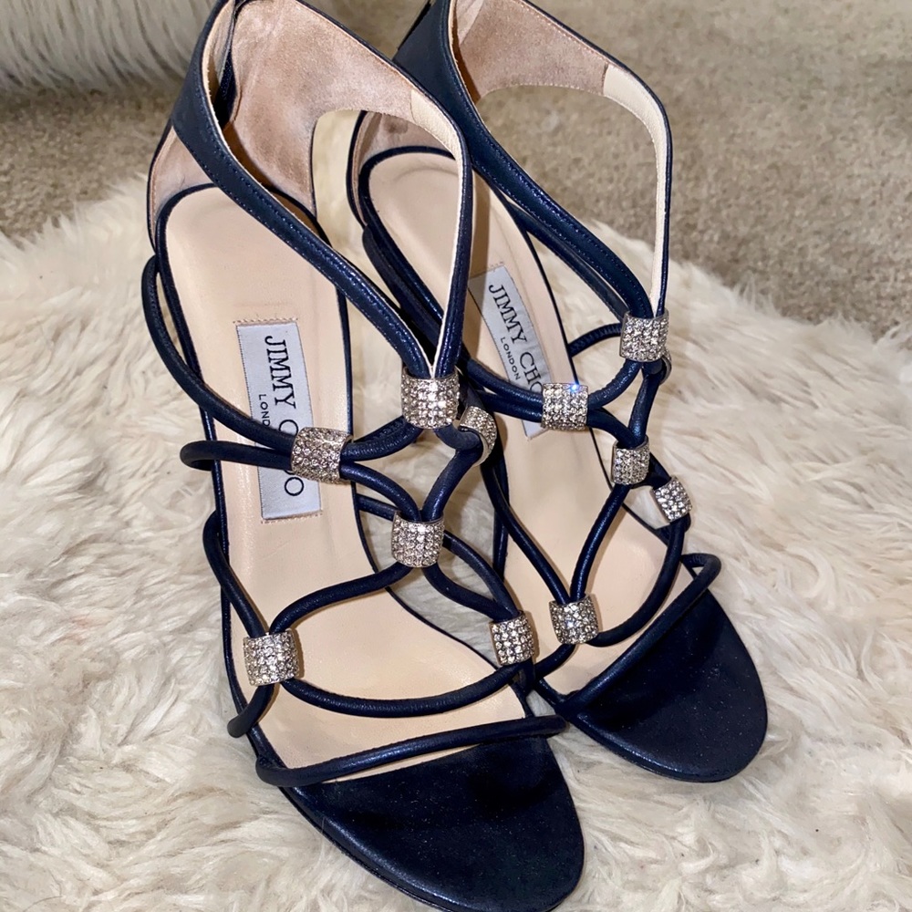 JIMMY CHOO Tetrus Swarovski crystal leather heels